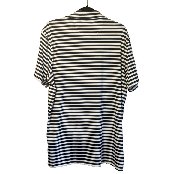Kenneth Cole Mens Performance Polo Golf Shirt M Short Sleeve Casual Navy Stripe - Picture 2 of 8